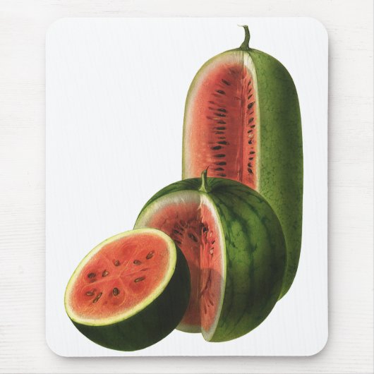 Vintage Wassermelonen Große Runde, Bio Lebensmitte Mousepad (Vorne)