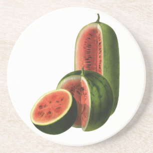 Vintage Wassermelonen Hoch Rund, Bio-Lebensmittel  Sandstein Untersetzer