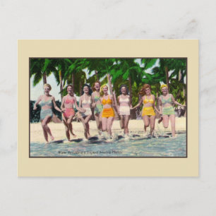 Vintage Wassernymphen tropischer Strand Florida Postkarte
