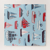 Vintage Wassertransport-Doodle-Muster Puzzle (Horizontal)
