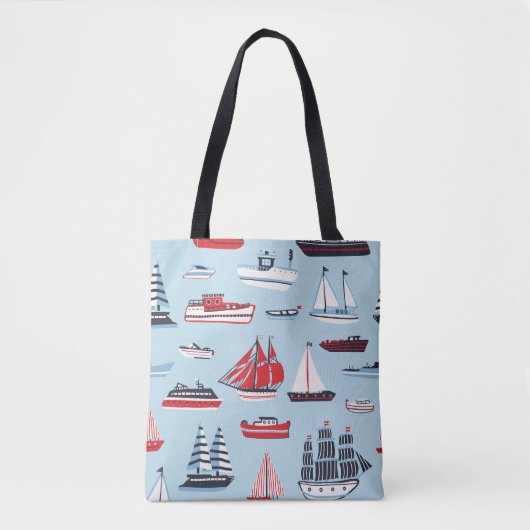 Vintage Wassertransport-Doodle-Muster Tasche (Vorderseite)