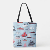 Vintage Wassertransport-Doodle-Muster Tasche (Rückseite)