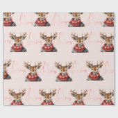 Vintage Watercolor Deer &. Merry Christmas Geschenkpapier (Flach)