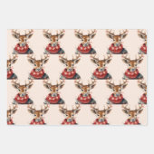 Vintage Watercolor Deer &. Merry Christmas Geschenkpapier Set (Vorderseite 3)