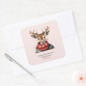 Vintage Watercolor Deer &. Merry Christmas Quadratischer Aufkleber (Umschlag)