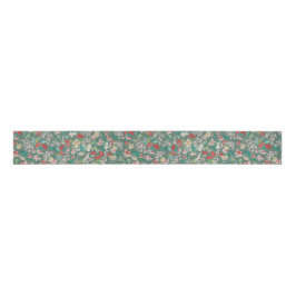 Vintage Watercolor Florals Winter Meadow (green) Ripsband