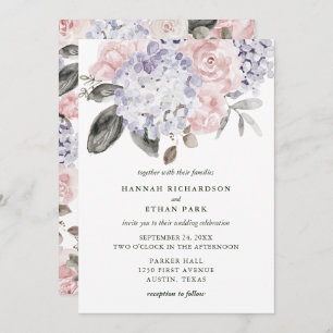 Vintage Watercolor-Hydrangeas und Rosen Wedding Einladung
