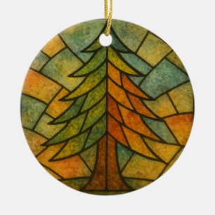 Vintage-Watercolor-Kiefernglasdesign Keramik Ornament