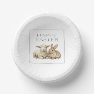 Vintage Watercolor Lamb & Rabbit Pappteller