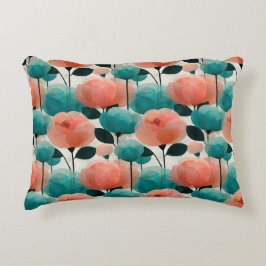 Vintage Watercolor Pink and Green Floral Dekokissen