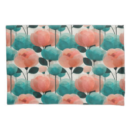 Vintage Watercolor Pink and Green Floral Kissenbezug