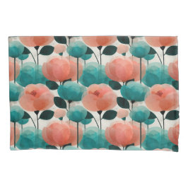 Vintage Watercolor Pink and Green Floral Kissenbezug