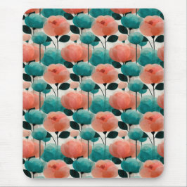 Vintage Watercolor Pink and Green Floral Mousepad