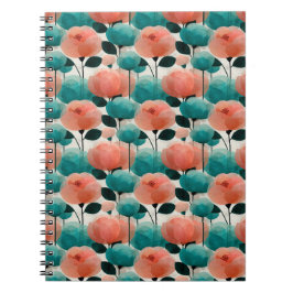 Vintage Watercolor Pink and Green Floral Notizblock