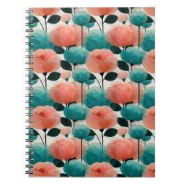 Vintage Watercolor Pink and Green Floral Notizblock