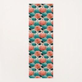 Vintage Watercolor Pink and Green Floral Yogamatte