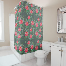 Vintage Watercolor Pink peonies Pattern Shower  Duschvorhang