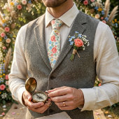 Vintage Watercolor Spring Garden Floral Krawatte