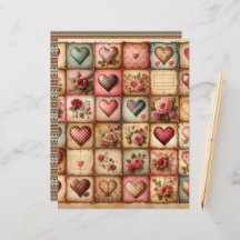 Vintage Watercolor Valentines Scrapbook Paper