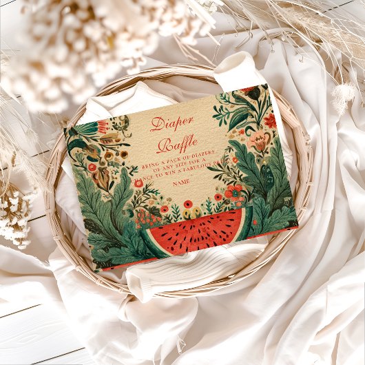 Vintage Watermelon Garden Diapper Raffle Begleitkarte