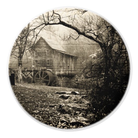 Vintage Waterwheel Keramikknauf (Vorderseite)