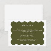 Vintage Wavy Green & White Wedding Details Begleitkarte (Vorne/Hinten)
