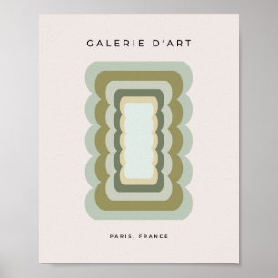 Vintage Wavy Lines setzen grün und beige Poster