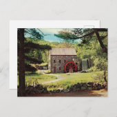 Vintage Wayside Grist Inn Mill Feiertagspostkarte (Vorne/Hinten)