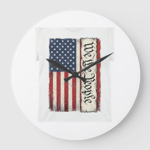 Vintage We the People Flag Patriotes Shirt Design_ Große Wanduhr