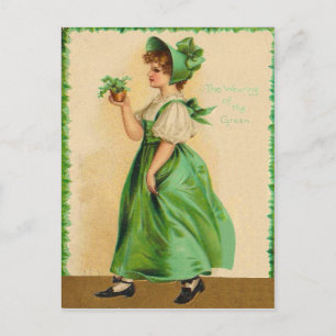 Vintage Wearing Of The Green St. Patrick's Day Kar Postkarte