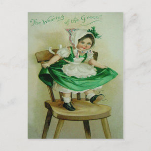 Vintage Wearing Of The Green St. Patricks Gruß Postkarte