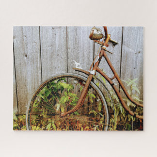 Vintage Weathered Bicycle Rustic Illustration Art Puzzle