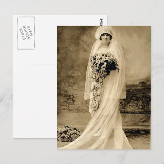 Vintage Wedding A Bride Postkarte (Vorne/Hinten)