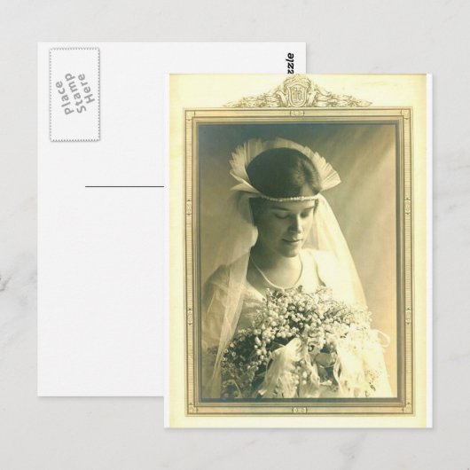 Vintage Wedding A Bride Postkarte (Vorne/Hinten)