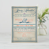 Vintage Wedding Abend only Einladung (Stehend Vorderseite)