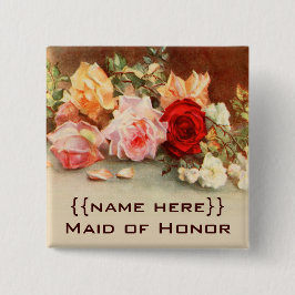 Vintage Wedding Abzeichen Antique Rose Blume Flore Button
