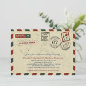 Vintage Wedding Airmail | Probe Einladung (Stehend Vorderseite)