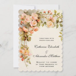 Vintage Wedding, antike Rosa Rose Blume Blumenstra Einladung