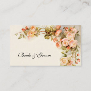 Vintage Wedding, antike Rosa Rose Blume Blumenstra Visitenkarte