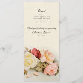 Vintage Wedding Antique Garden Rose Blume Menükarte (Rückseite)