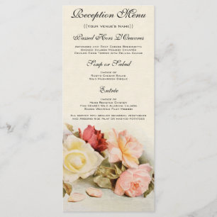 Vintage Wedding Antique Garden Rose Blume Menükarte