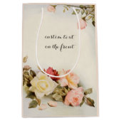 Vintage Wedding Antique Garden Rose Blume Mittlere Geschenktüte (Vorderseite)