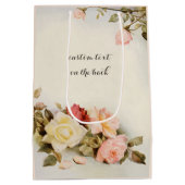 Vintage Wedding Antique Garden Rose Blume Mittlere Geschenktüte (Rückseite)