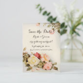 Vintage Wedding Antique Garden Rose Blume Postkarte (Stehend Vorderseite)