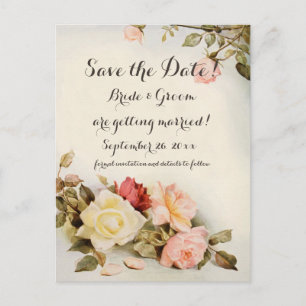 Vintage Wedding Antique Garden Rose Blume Postkarte