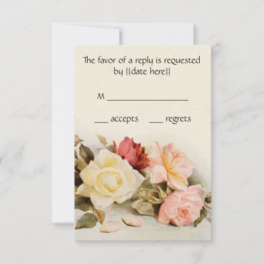 Vintage Wedding Antique Garden Rose Blume RSVP Karte (Vorderseite)