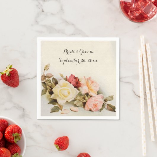 Vintage Wedding Antique Garden Rose Blume Serviette (Beispiel)