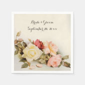 Vintage Wedding Antique Garden Rose Blume Serviette (Vorderseite)