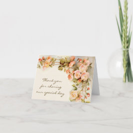 Vintage Wedding Antique Rosa Blume Dankeskarte