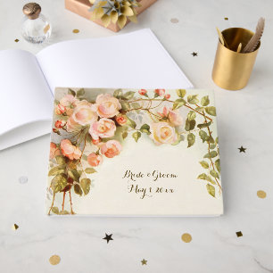 Vintage Wedding Antique Rosa Blume Gästebuch